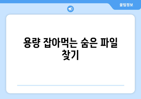 컴퓨터 저장 공간 확보를 위한 불필요 파일 정리법