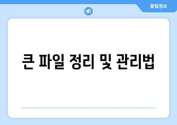 컴퓨터 저장 공간 확보를 위한 불필요 파일 정리법