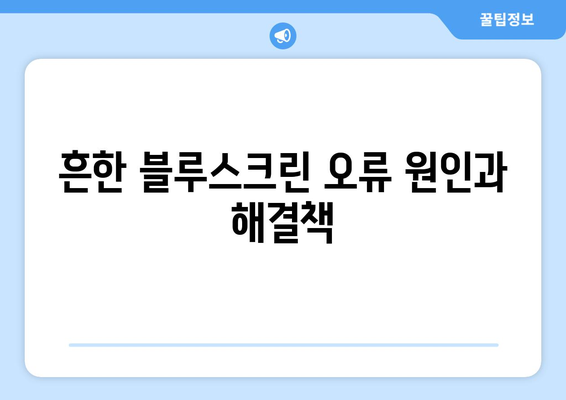 블루스크린 오류 원인과 단계별 해결 방법